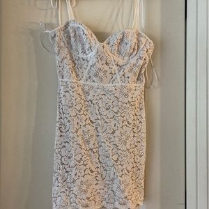White lace mini dress